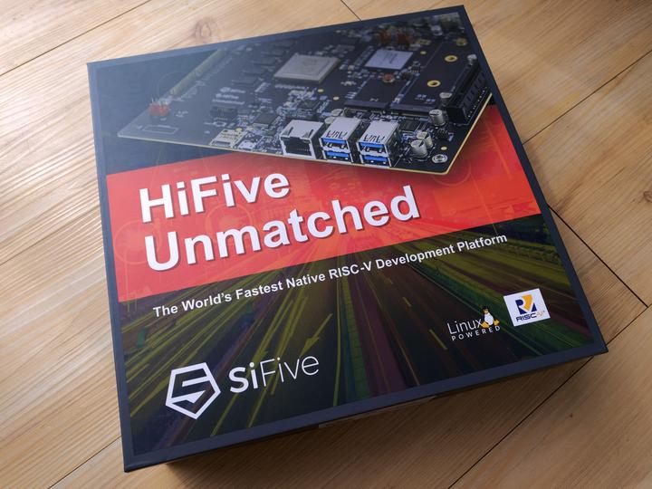 Photo of a box of HiFive Unmatched